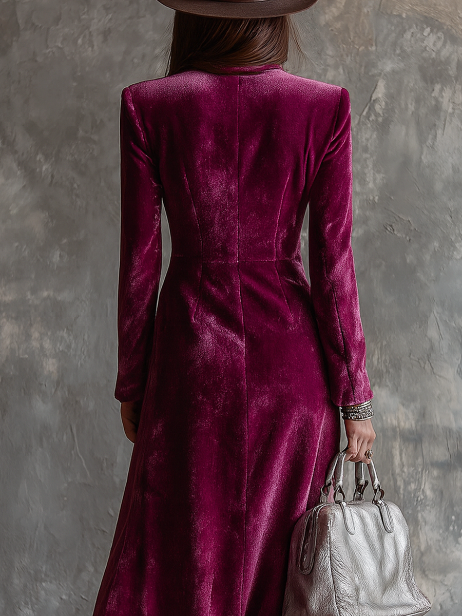 SEVILLE | Vintage Button-down Velvet Long Blazer