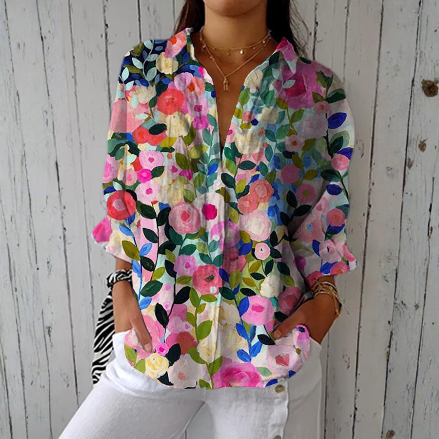 Sylvia | Hand-Painted Floral Blouse