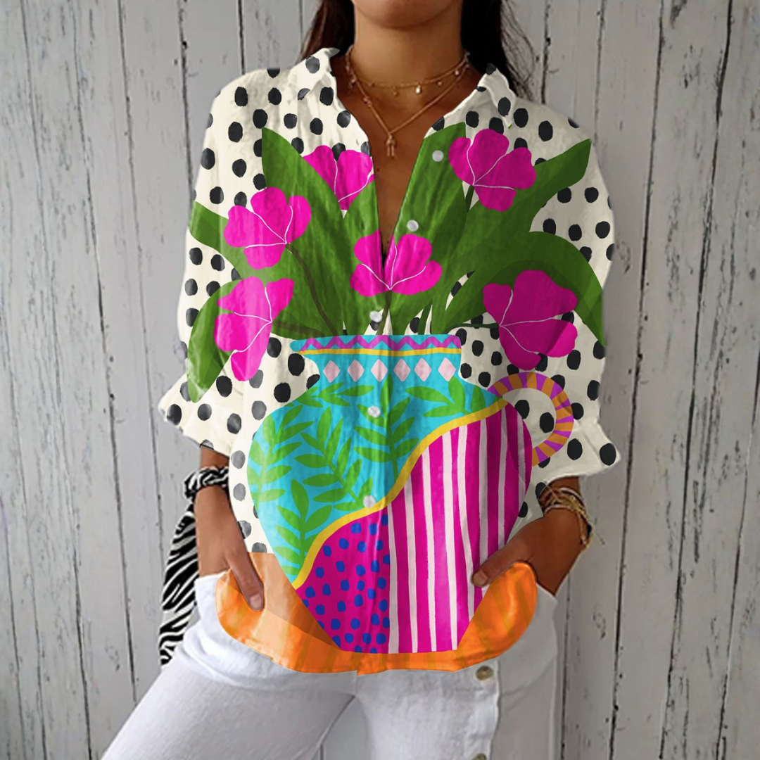 Odette | Floral Vase Print Blouse