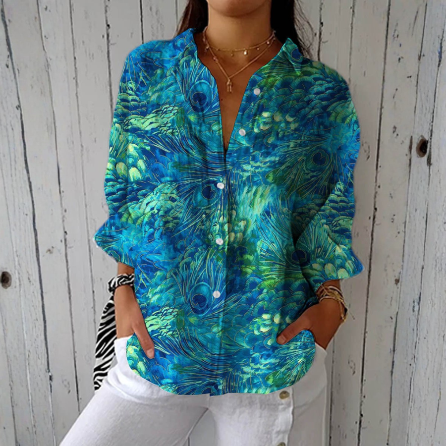 Leila | Peacock Feather Print Blouse