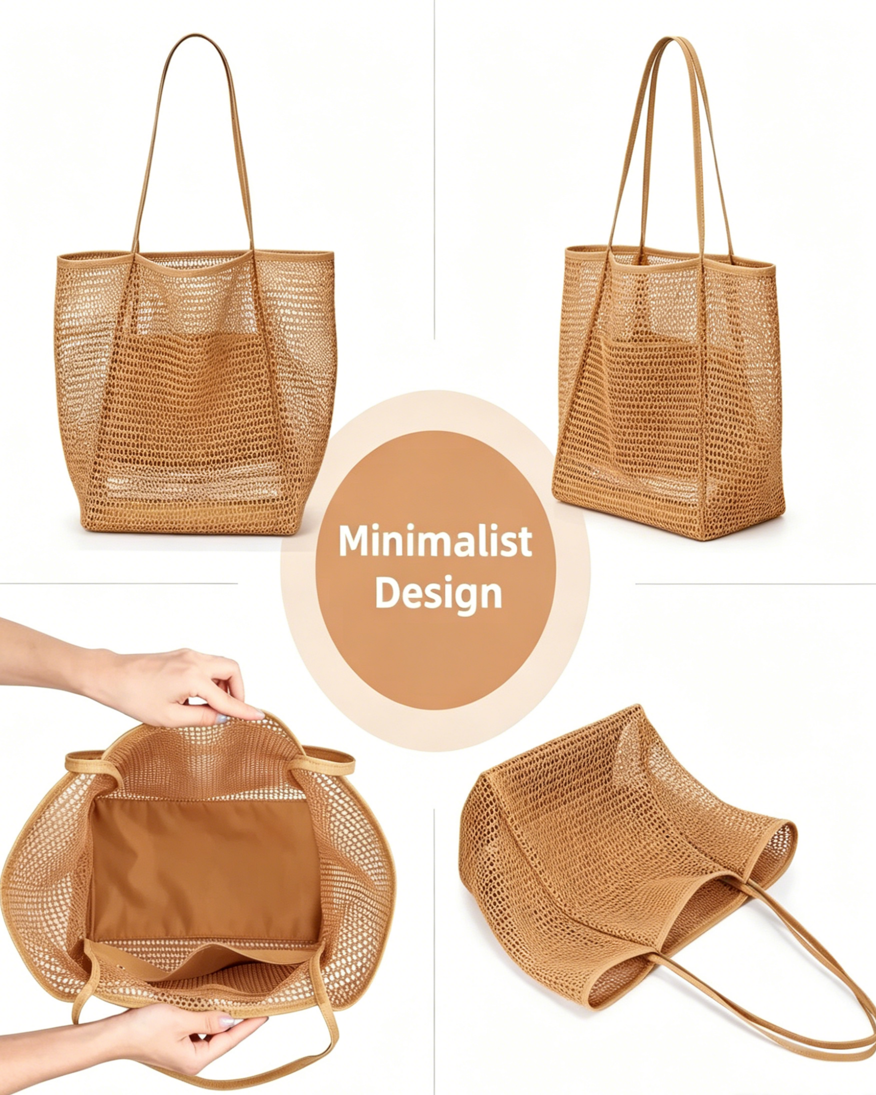 Boho Large Capacity Mesh Beach Tote Bag