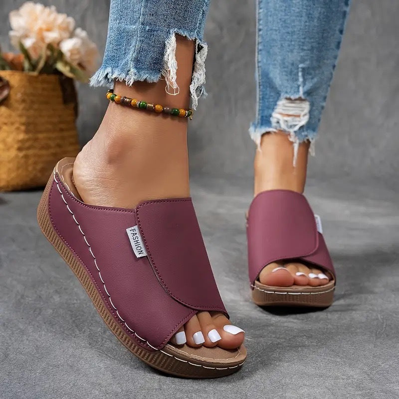 Slip-On Wedge Sandals with Open Toe for Women