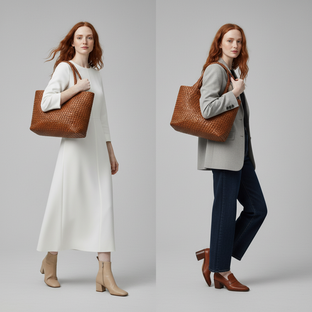 Lana Handwoven Vegan Leather Tote